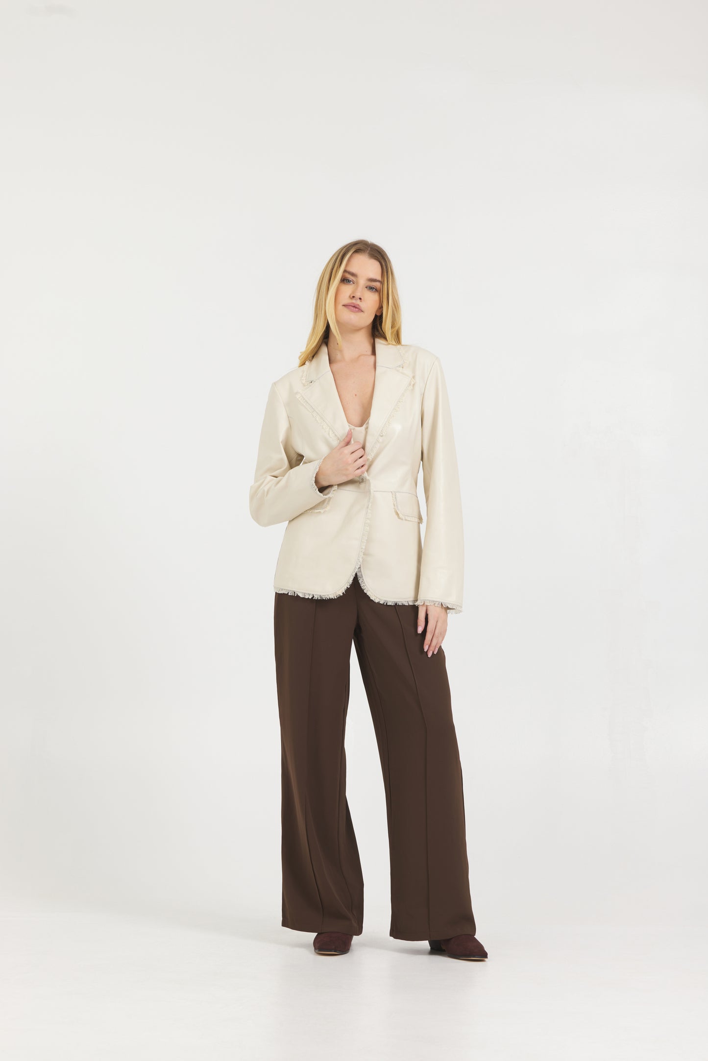 Marcella Washed Leather Jacket Cream