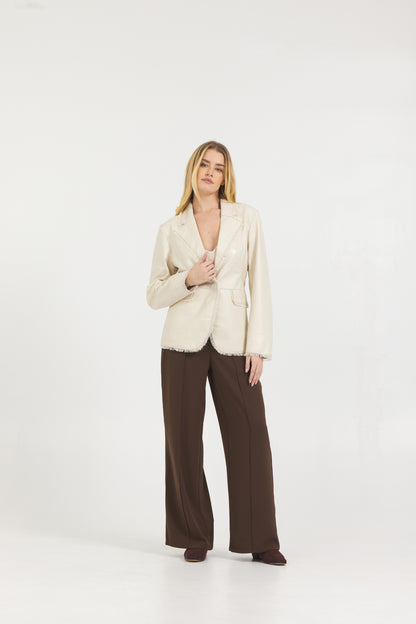 Marcella Washed Leather Jacket Cream