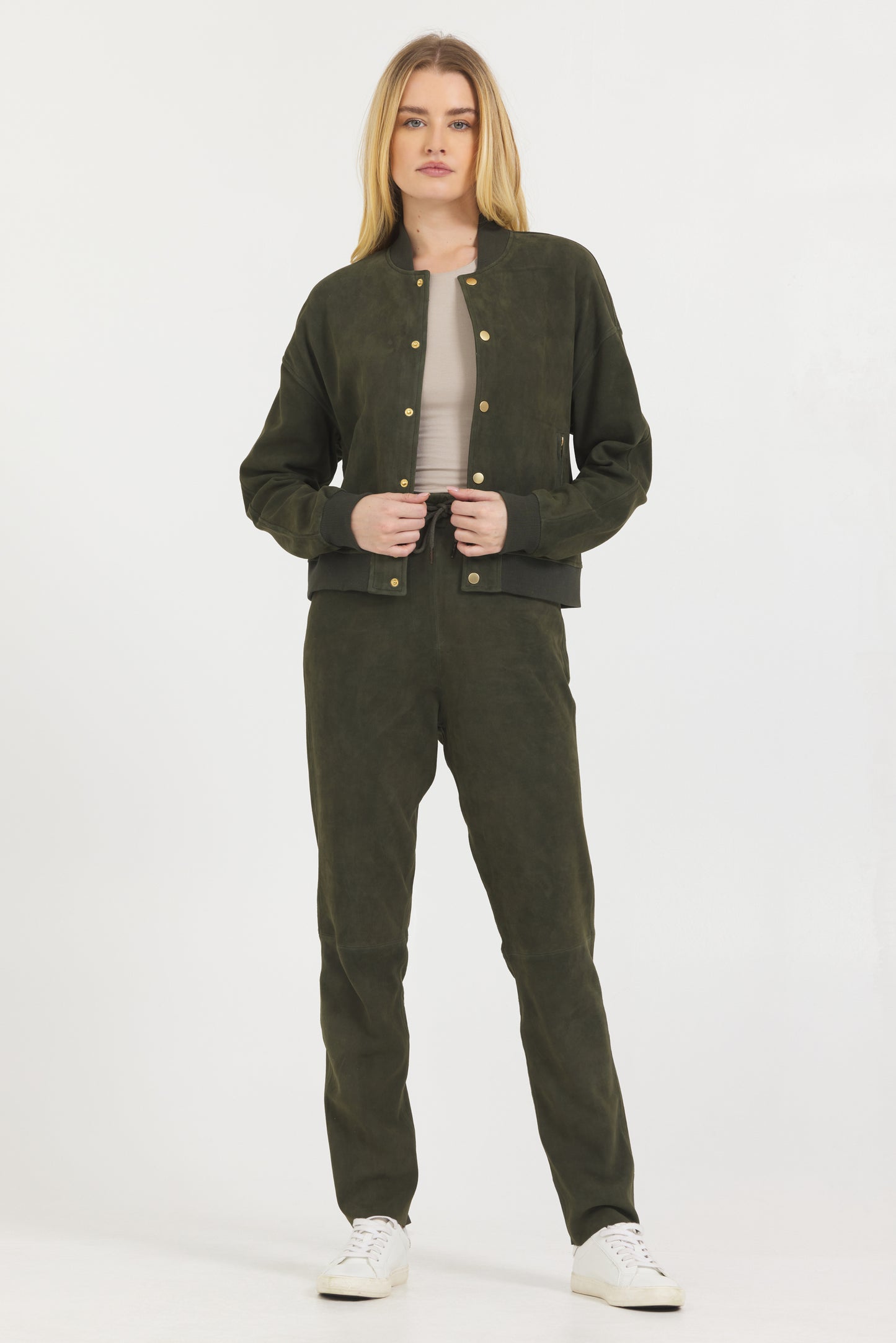 Kyle Washed Suede Jogger Pant Dark Olive
