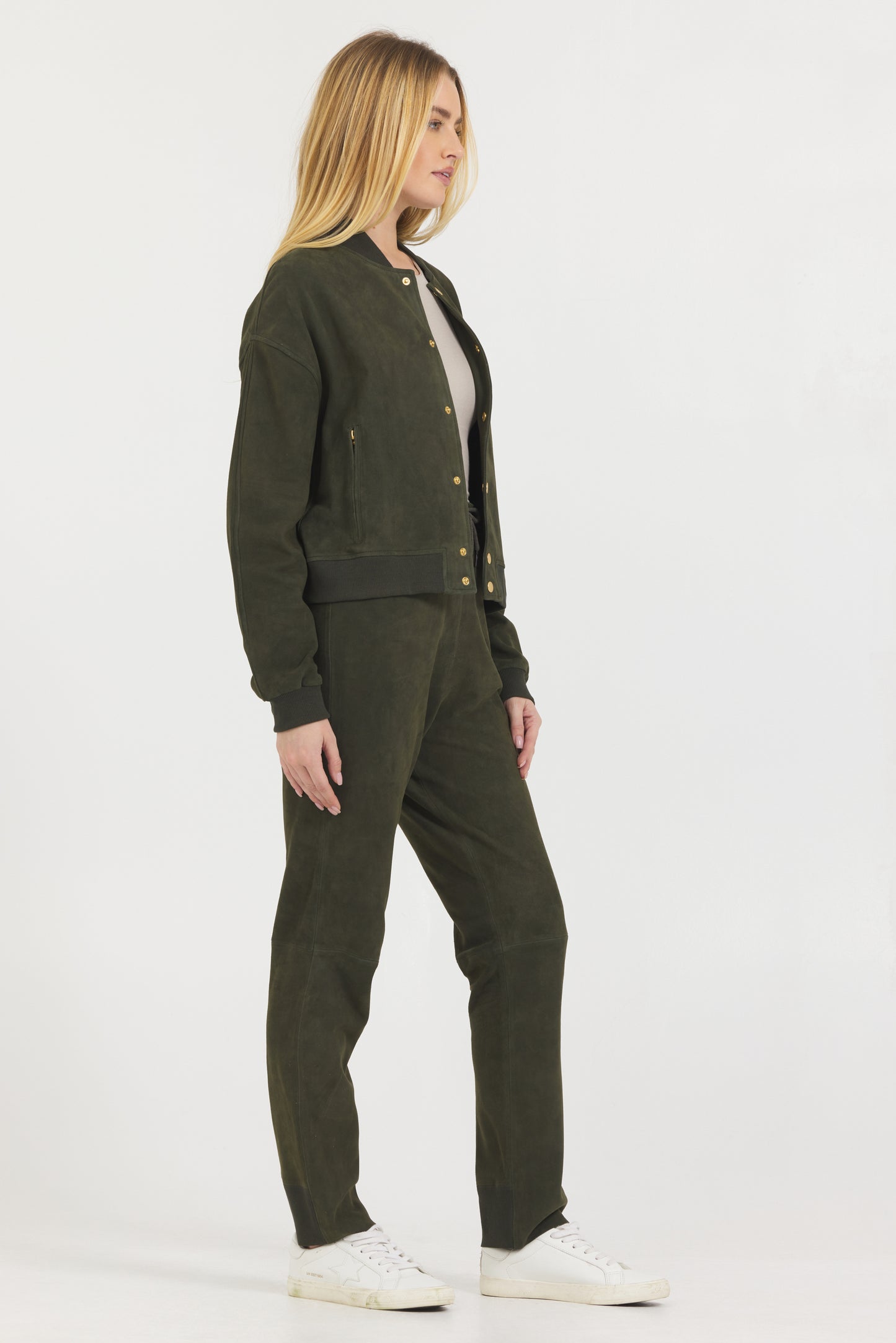 Shai Washed Suede Jacket Dark Olive