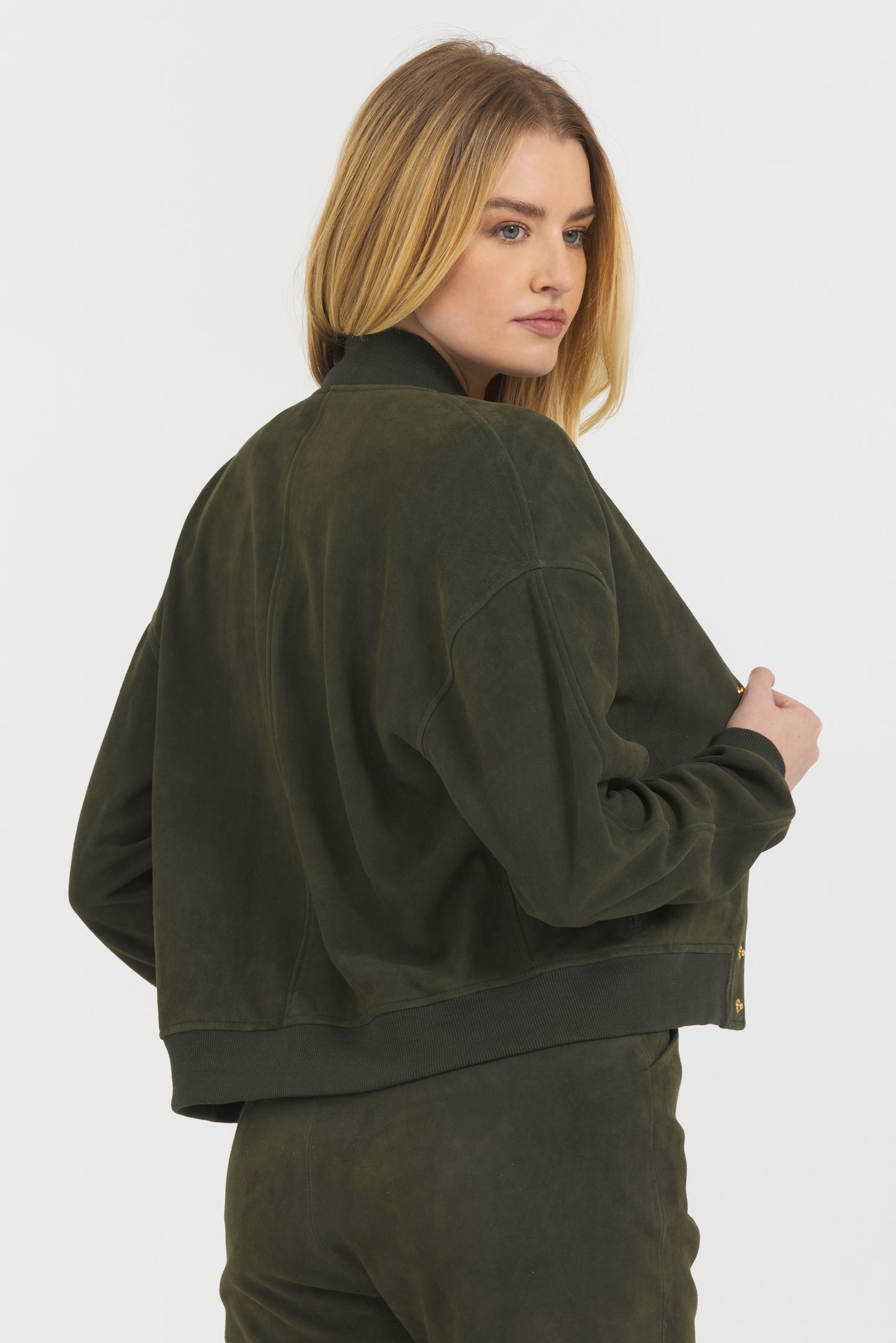 Shai Washed Suede Jacket Dark Olive