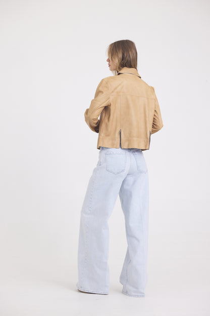 Jessie Patina Leather Jacket Fawn