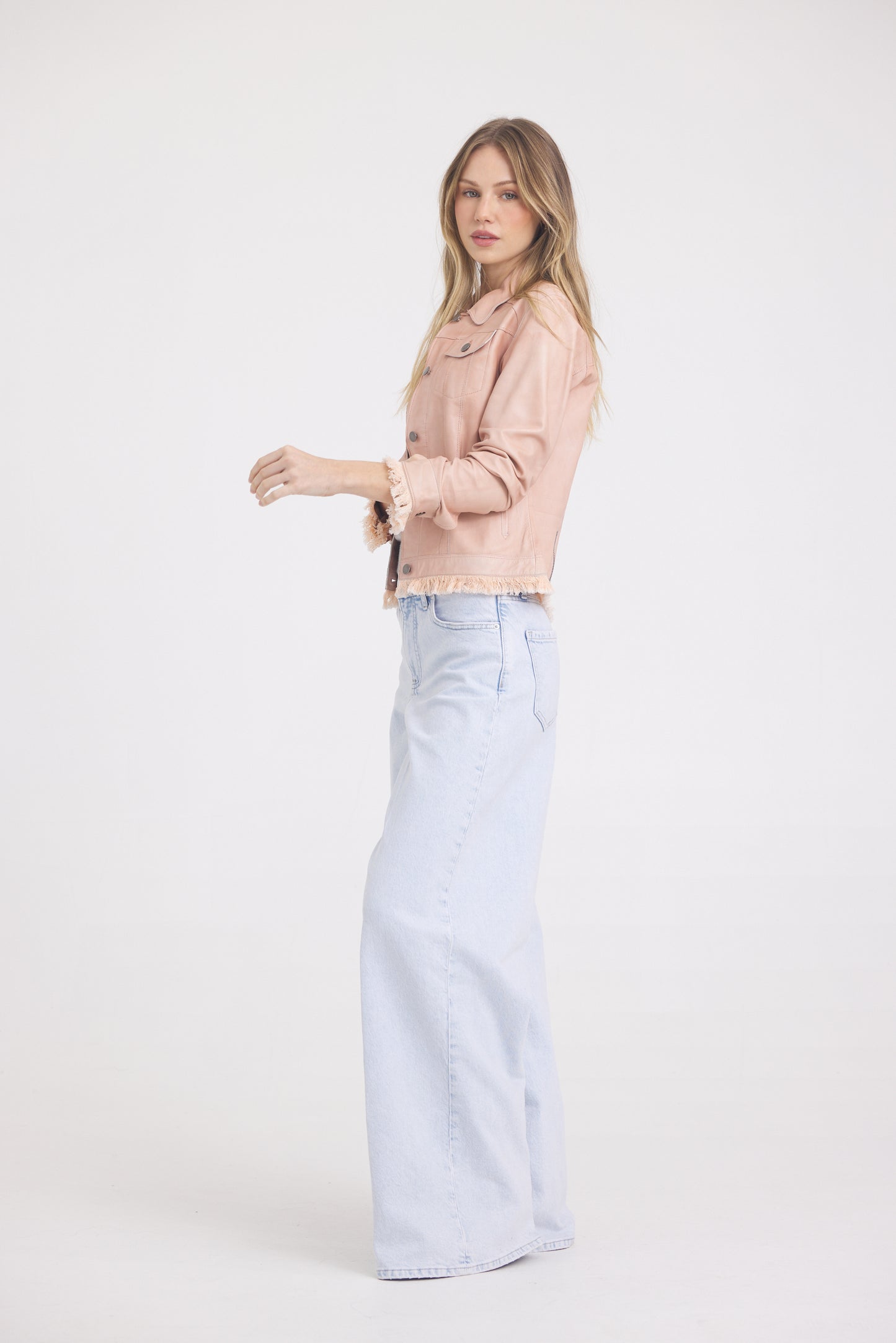 Alexa Patina Leather Jacket Pink