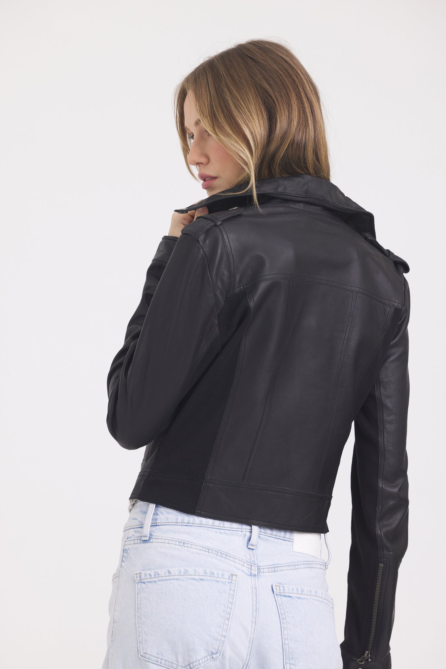 Piper Burnished Leather Jacket Black