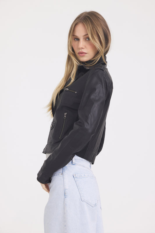 Piper Patina Leather Jacket Black