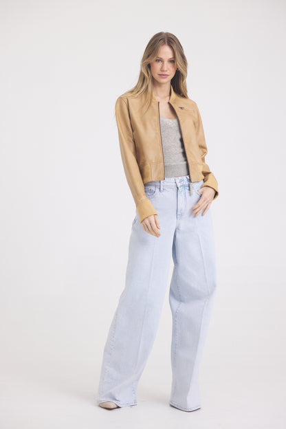 Luna Patina Leather Jacket Fawn