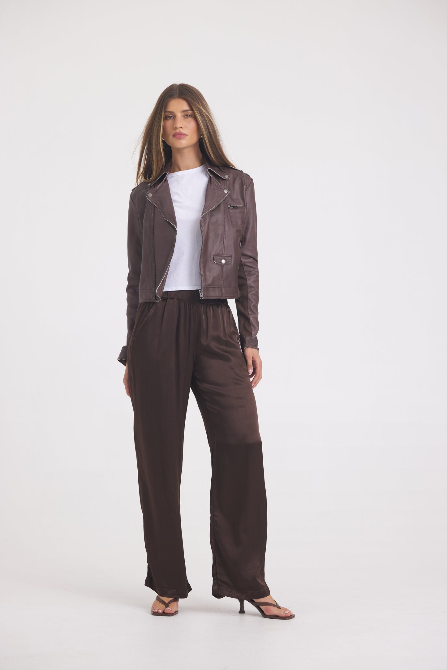 Piper Patina Leather Jacket Bark
