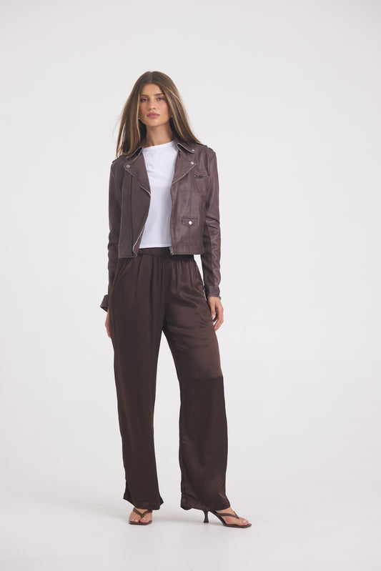 Piper Patina Leather Jacket Bark