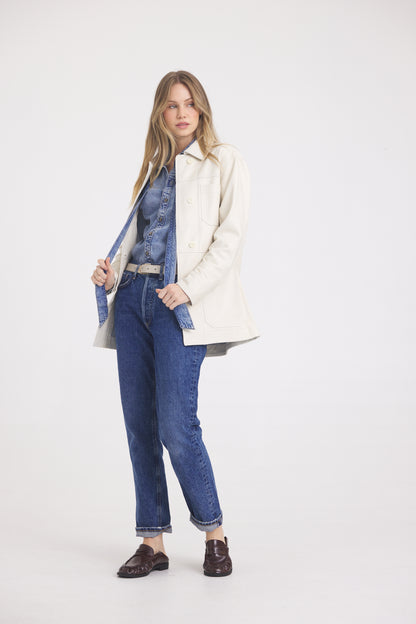 Harper Patina Leather Jacket Talc