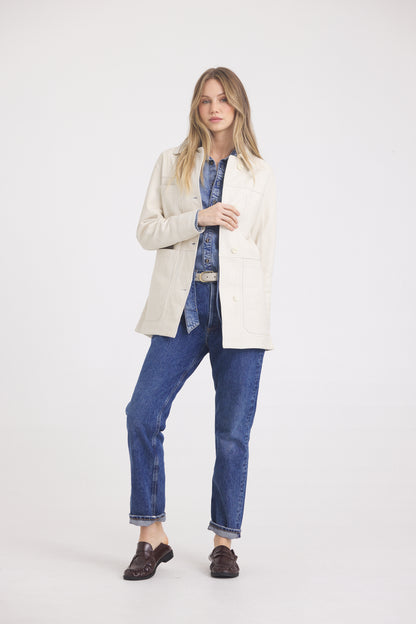 Harper Patina Leather Jacket Talc