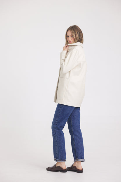 Harper Patina Leather Jacket Talc