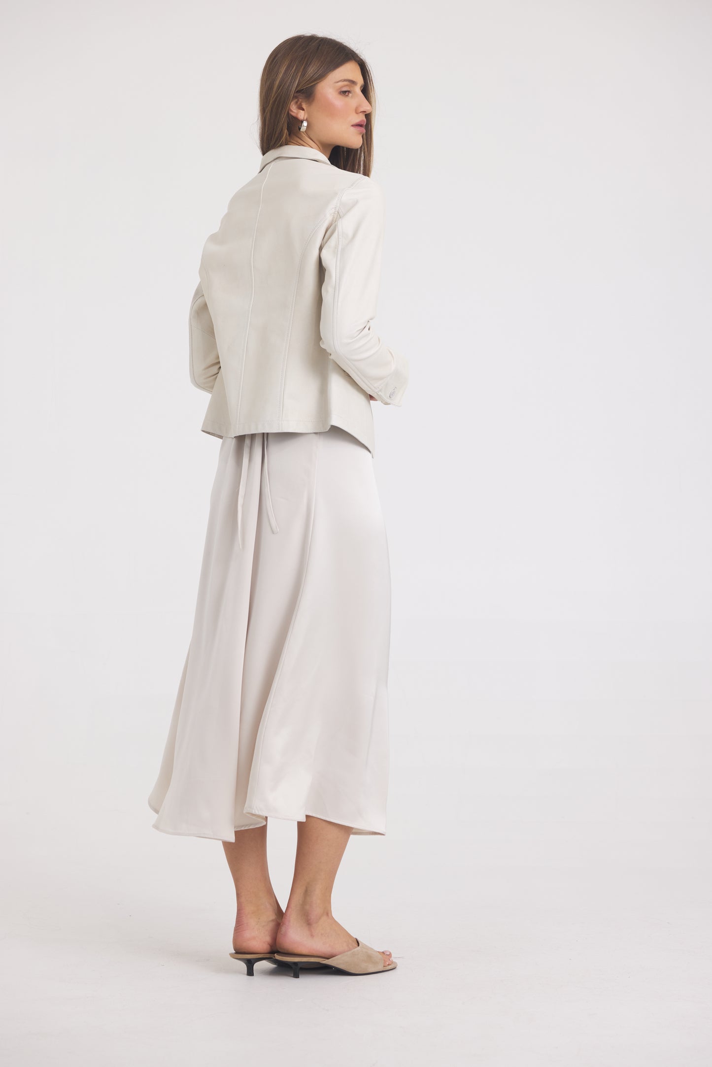 Amelia Patina Leather Jacket Talc