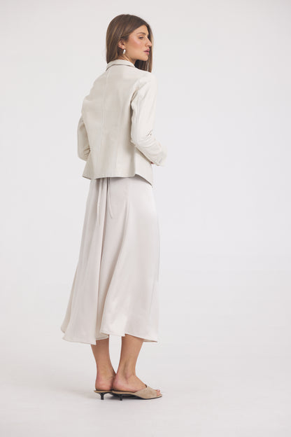 Amelia Patina Leather Jacket Talc