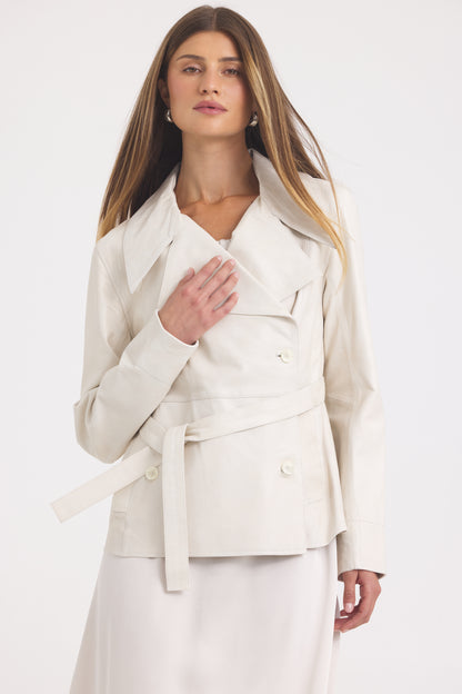 Celine Patina Leather Jacket Talc