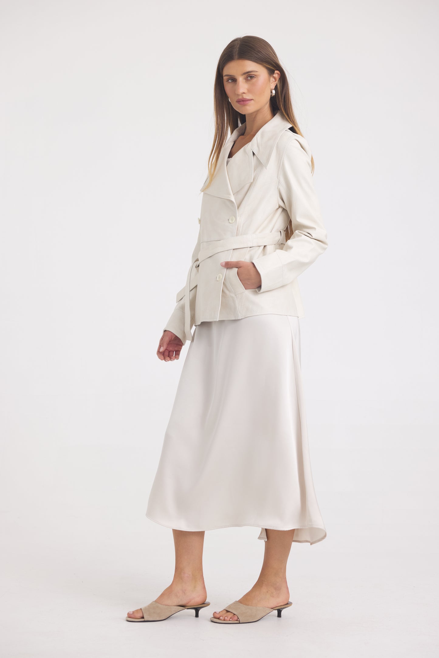 Celine Patina Leather Jacket Talc