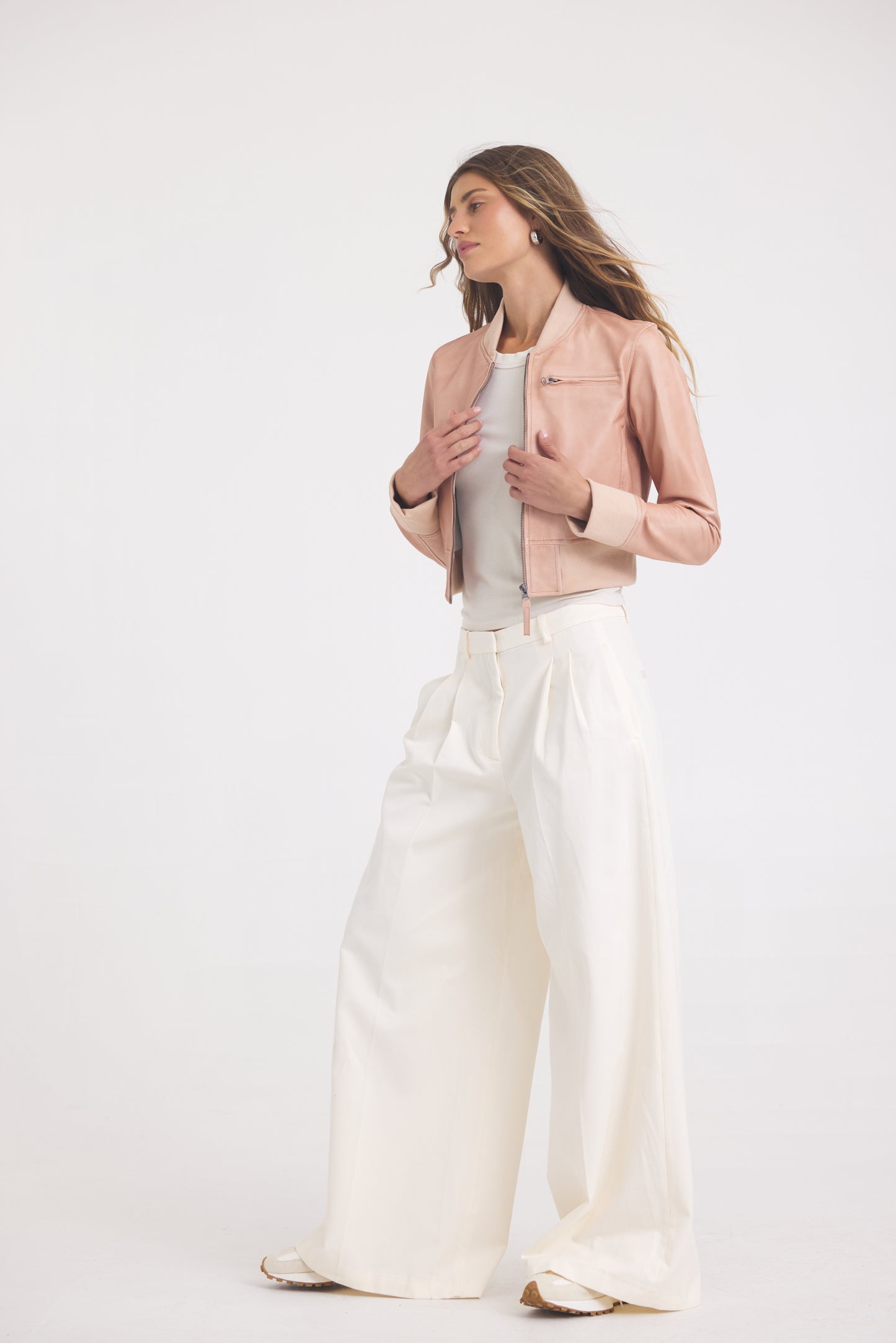 Luna Patina Leather Jacket Pink