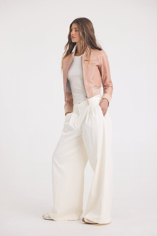 Luna Patina Leather Jacket Pink