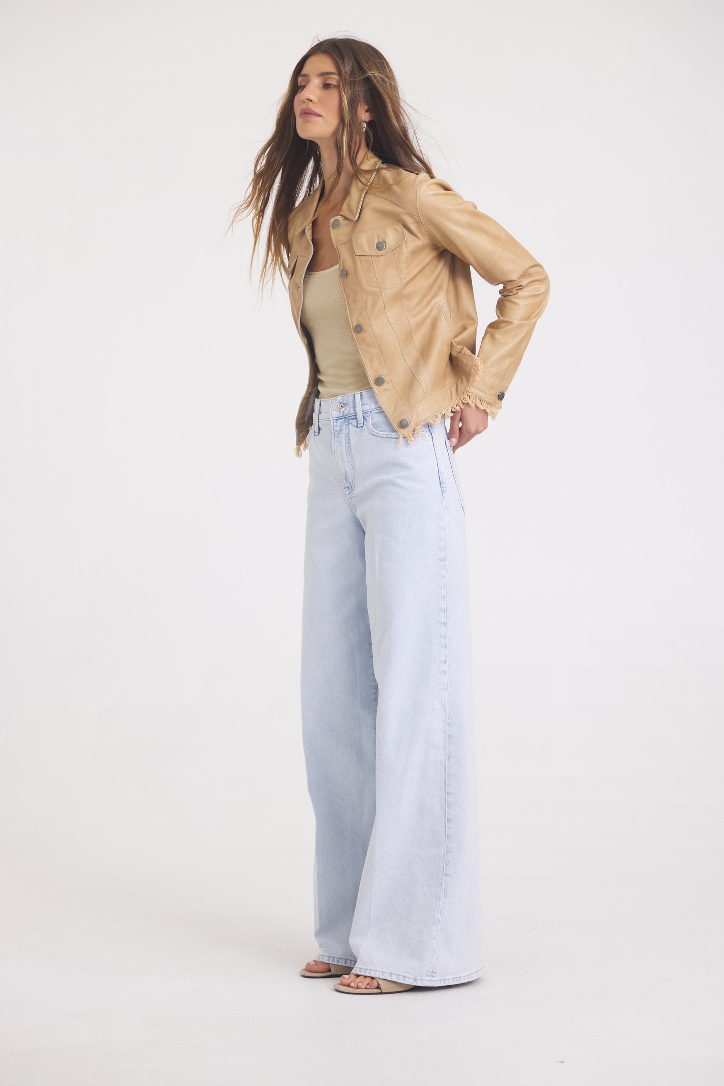 Alexa Patina Leather Jacket Sand