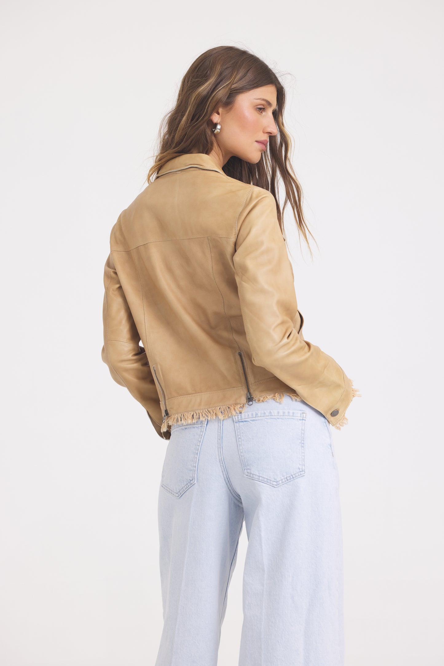 Alexa Patina Leather Jacket Fawn