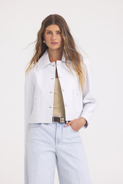 Julie Burnished Leather White