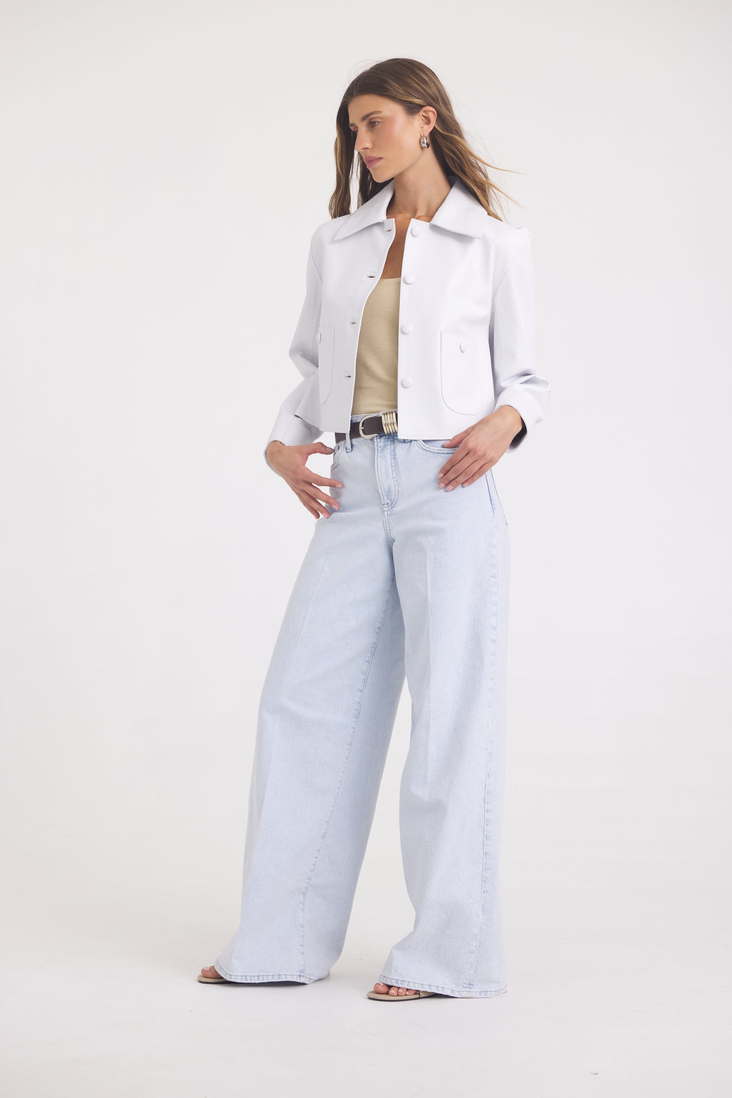 Julie Burnished Leather White