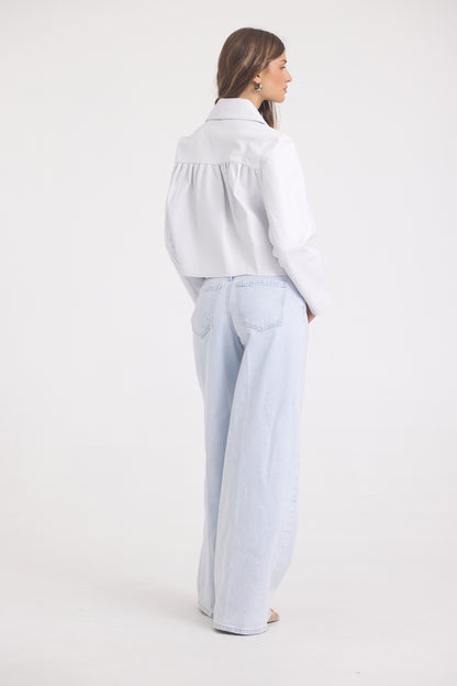 Julie Burnished Leather White