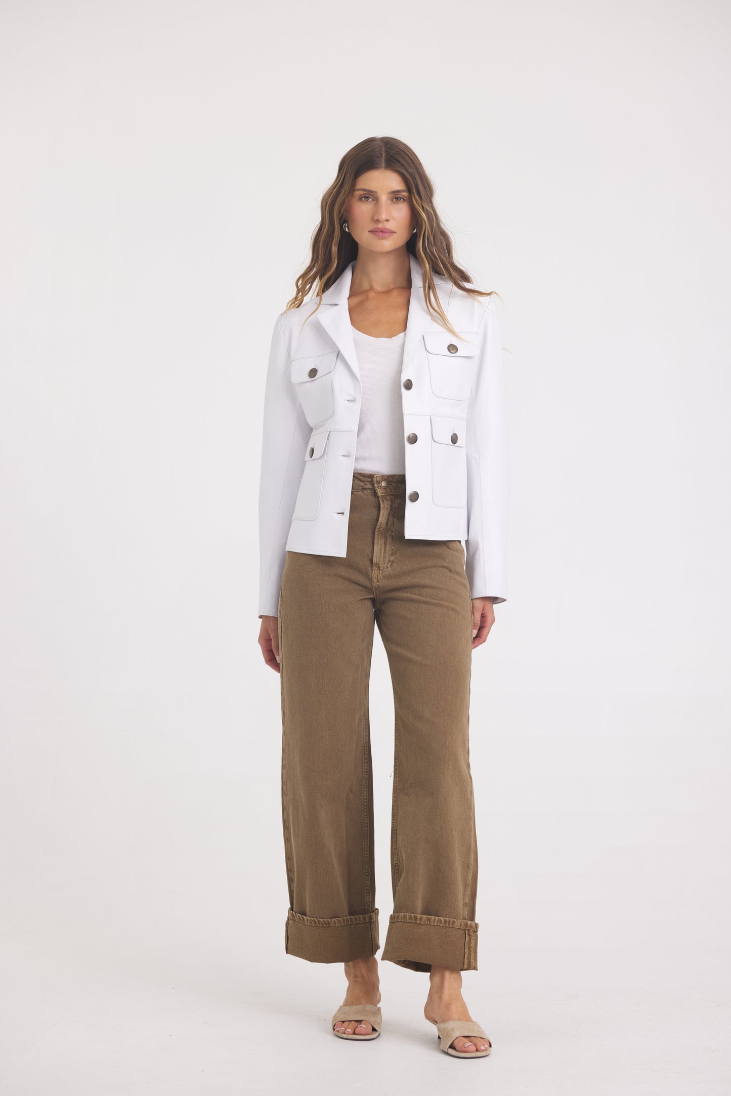 Brooke Burnished Leather White