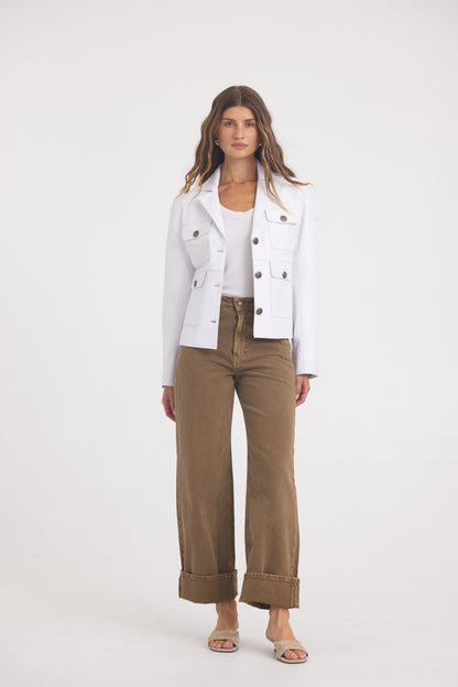 Brooke Burnished Leather White