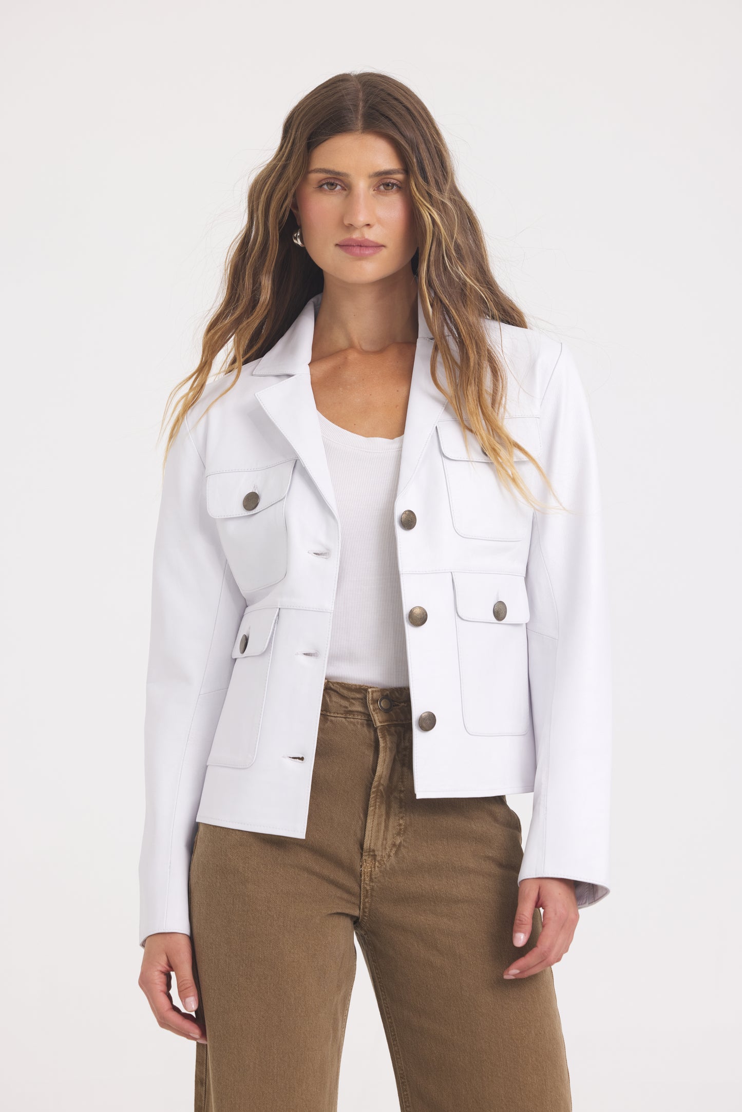 Brooke Burnished Leather White