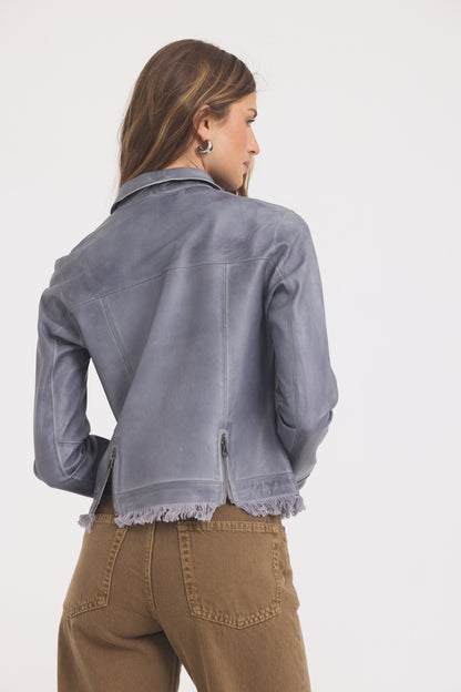 Alexa Patina Leather Jacket Steel
