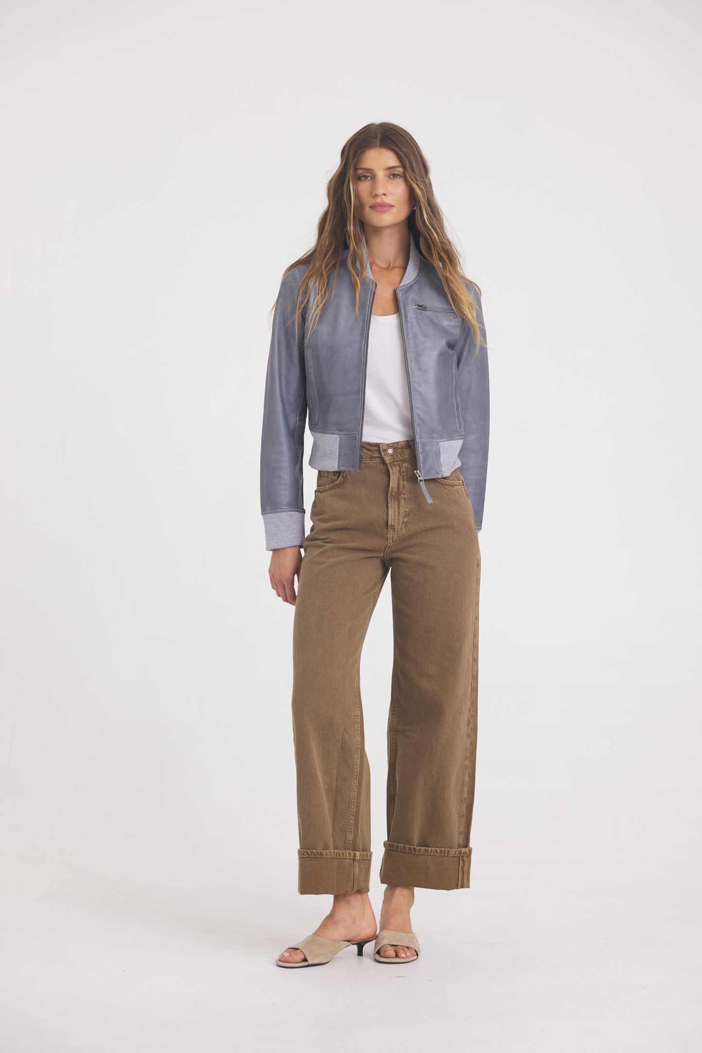 Luna Patina Leather Jacket Steel