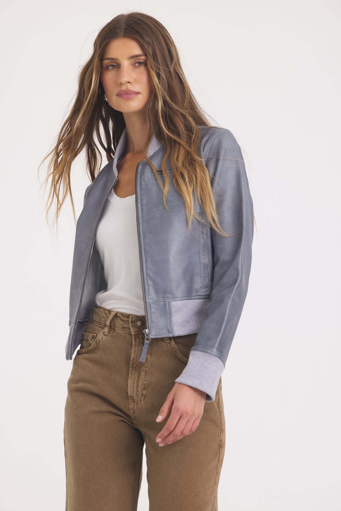 Luna Patina Leather Jacket Steel