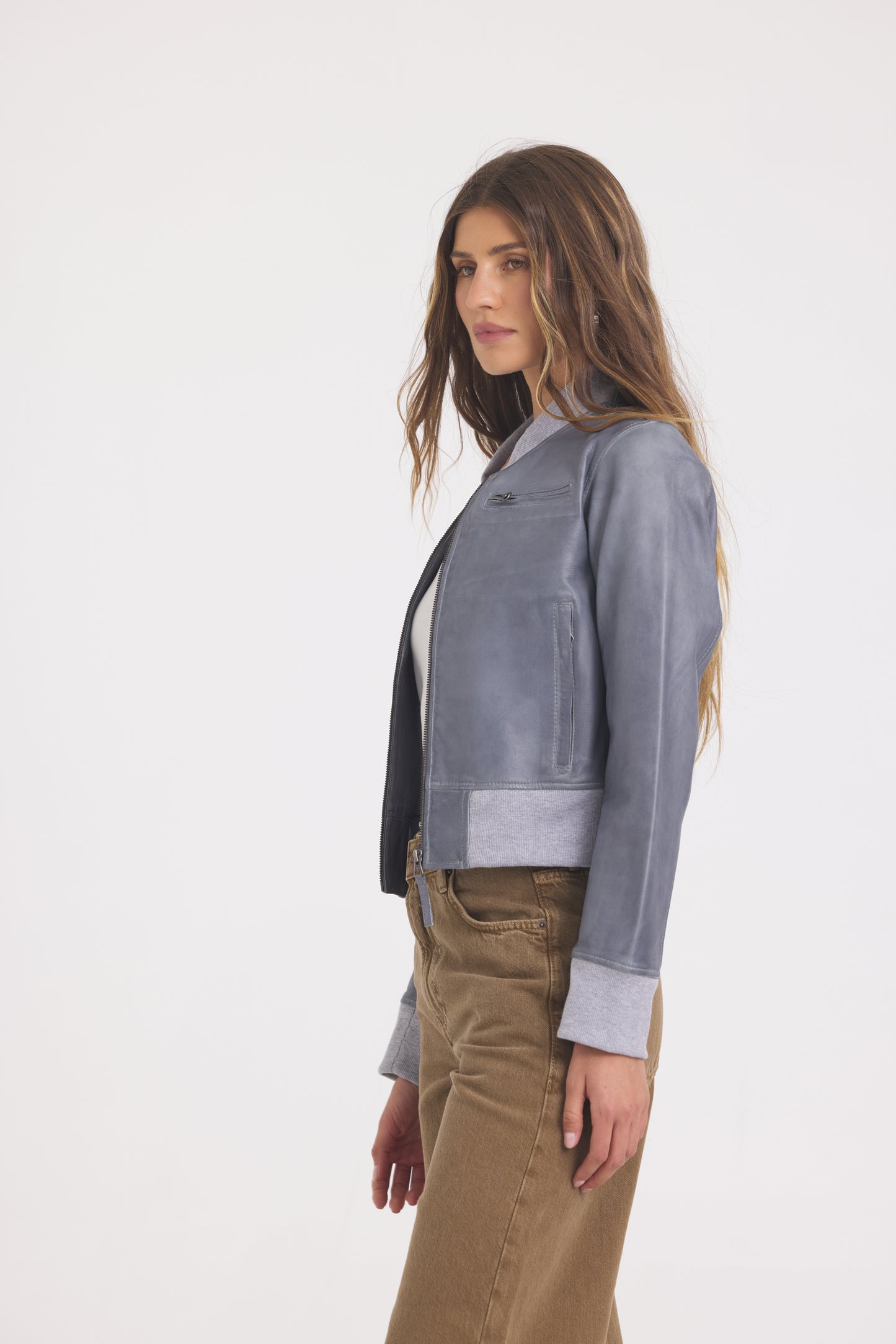 Luna Patina Leather Jacket Steel