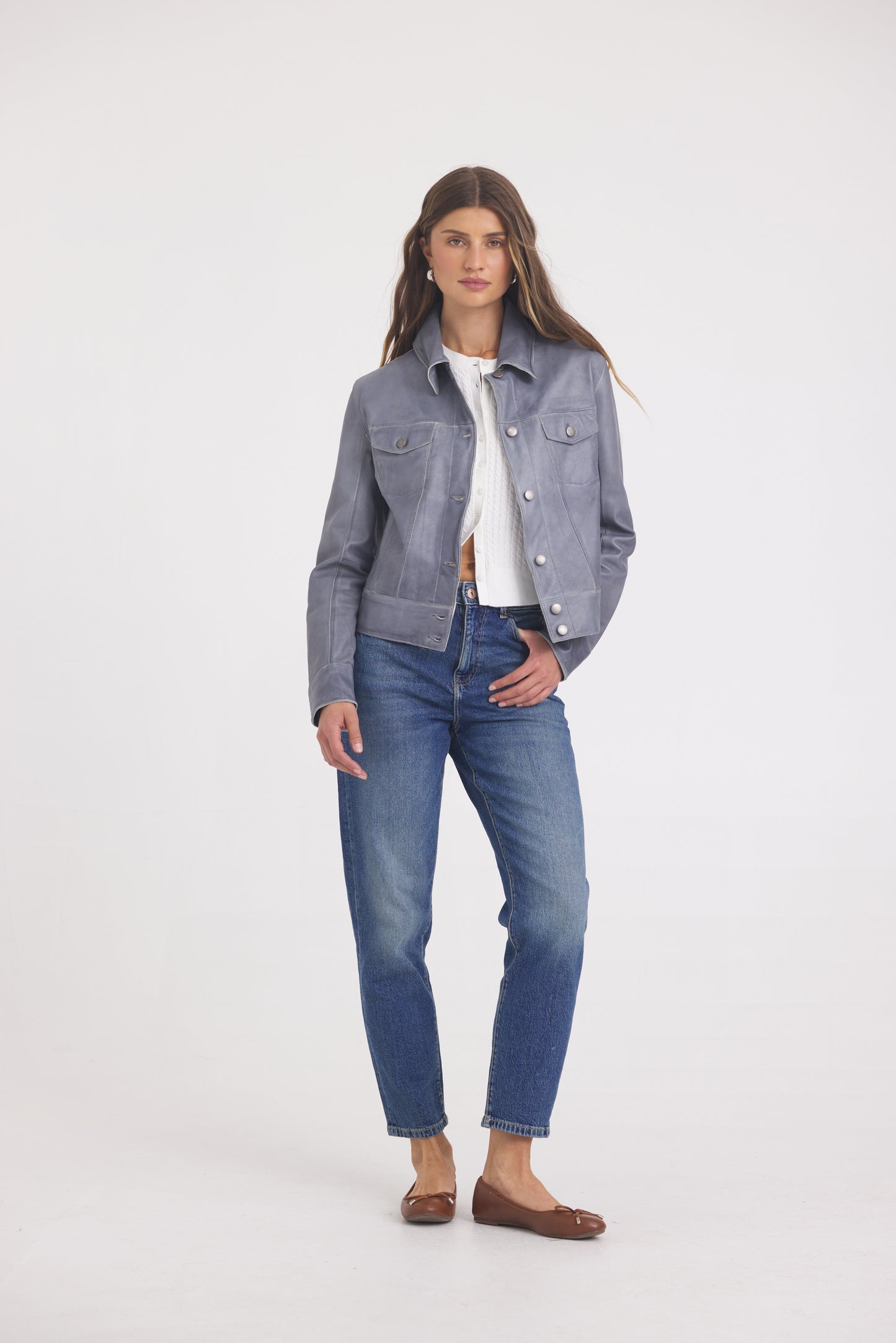 Jessie Patina Leather Jacket Steel