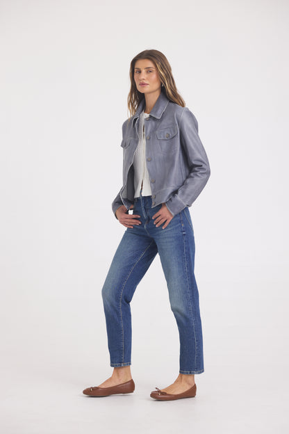 Jessie Patina Leather Jacket Steel