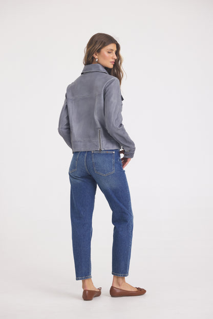 Jessie Patina Leather Jacket Steel