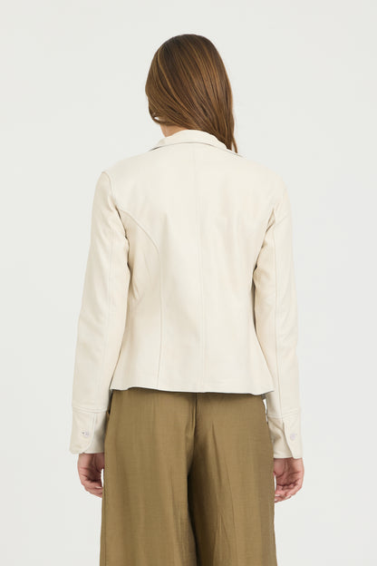 Amelia Patina Leather Jacket Talc