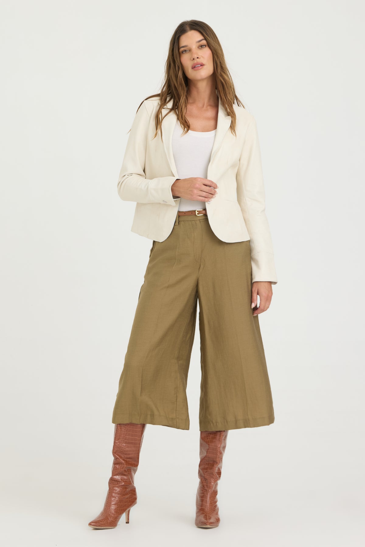 Amelia Patina Leather Jacket Talc