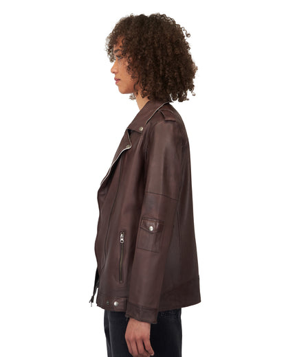 Vinny Patina Leather Jacket Bark