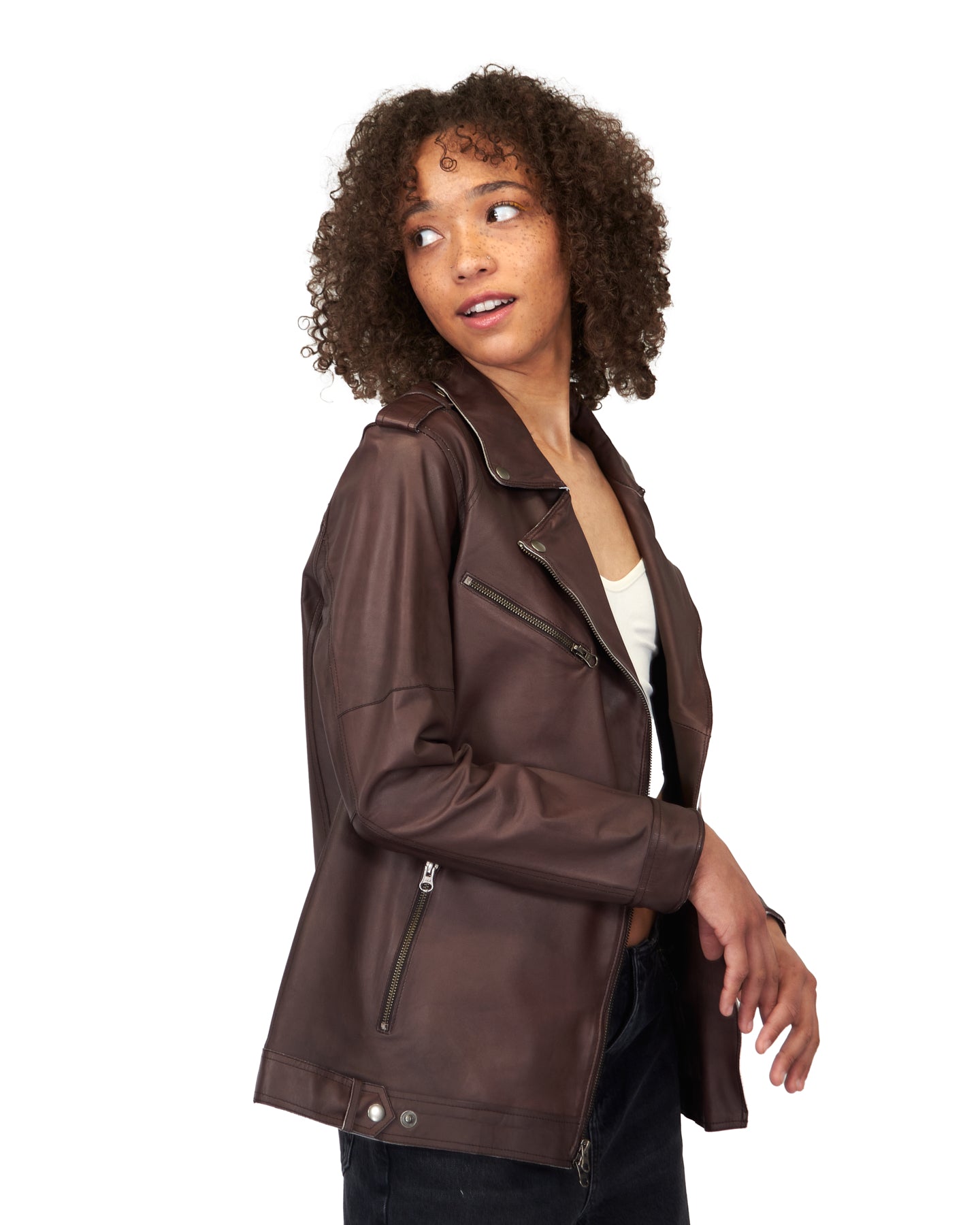 Vinny Patina Leather Jacket Bark