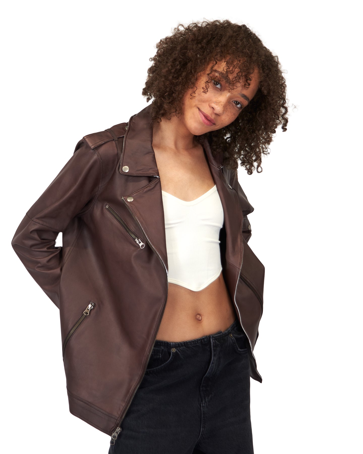 Vinny Patina Leather Jacket Bark