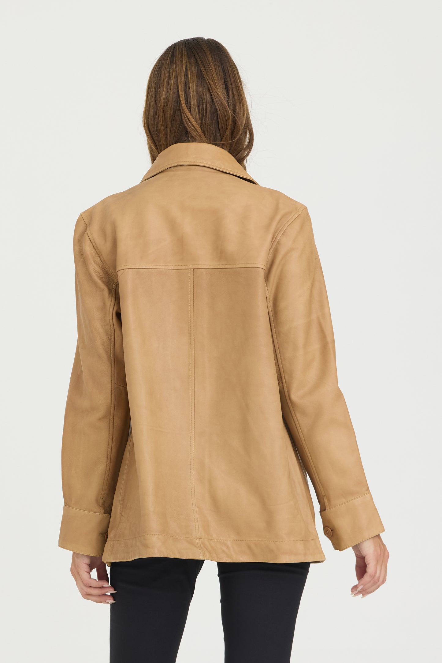 Harper Patina Leather Jacket Fawn