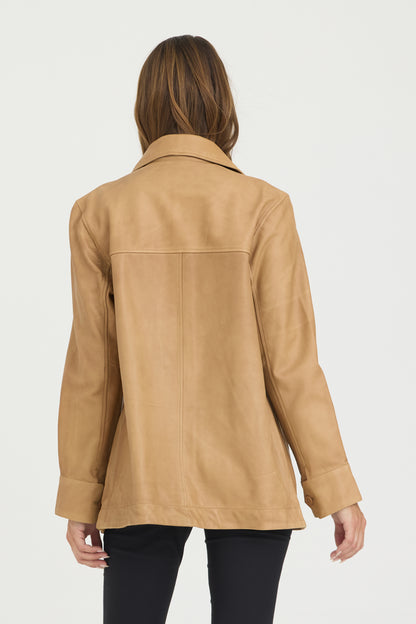 Harper Patina Leather Jacket Fawn