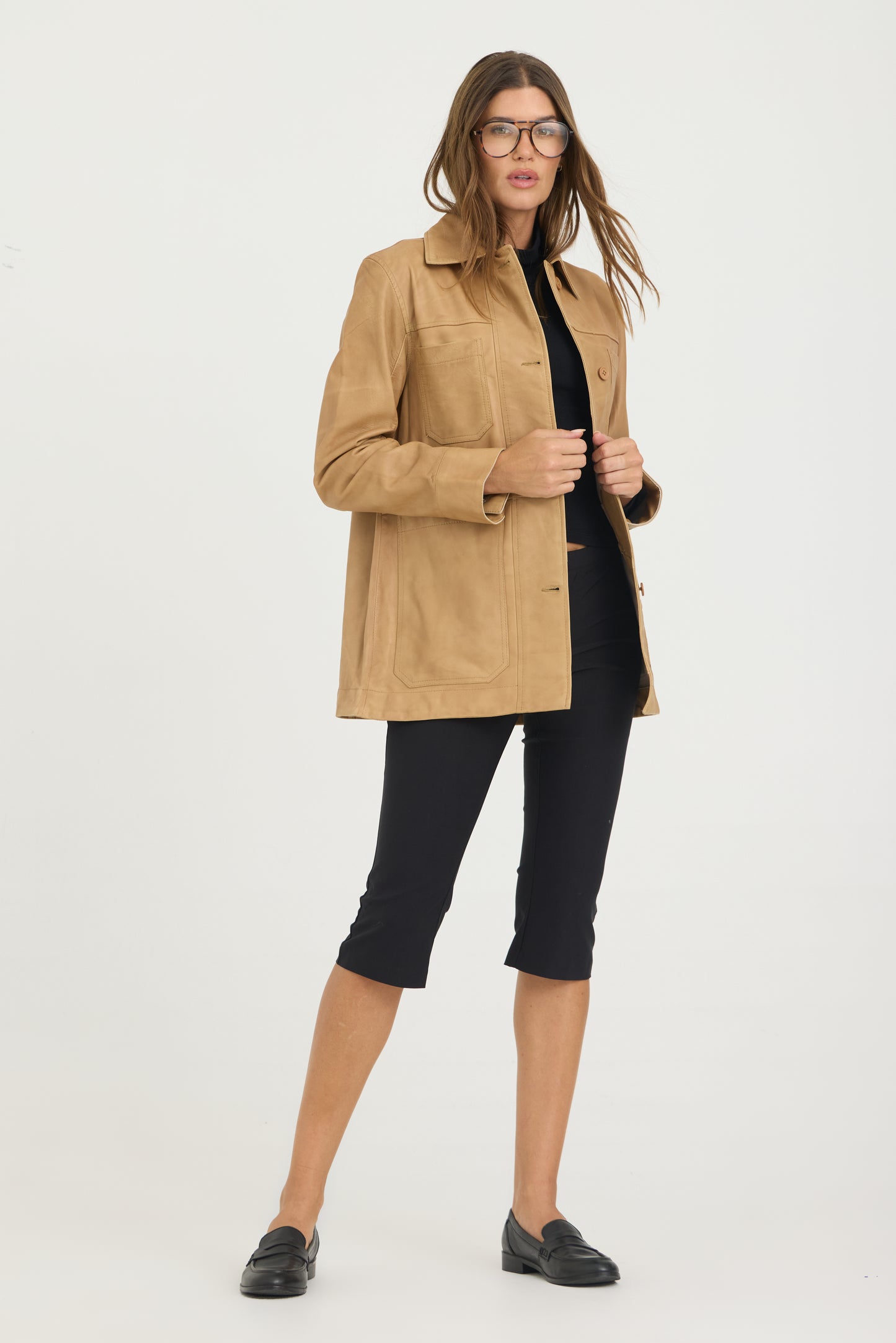 Harper Patina Leather Jacket Fawn