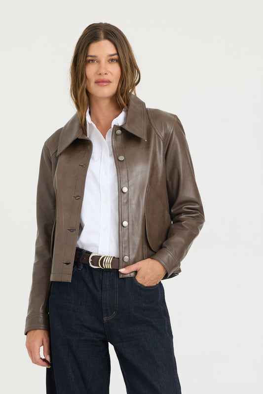Emmy Patina Leather Jacket Carob