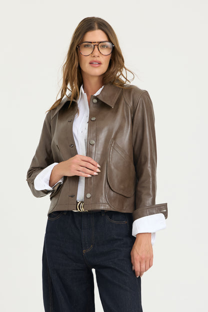 Emmy Patina Leather Jacket Carob