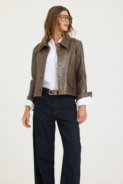 Emmy Patina Leather Jacket Carob
