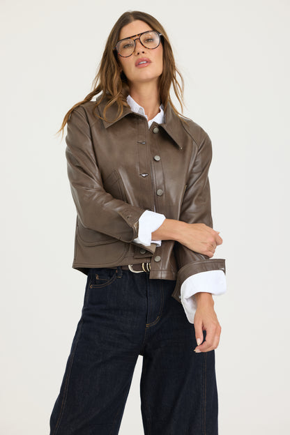 Emmy Patina Leather Jacket Carob