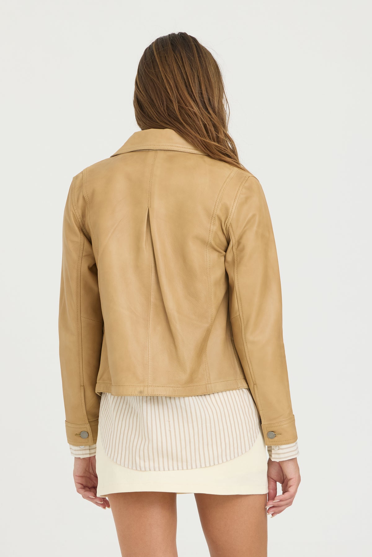 Emmy Patina Leather Jacket Fawn