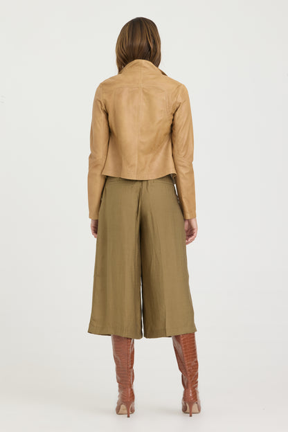 Katrina Patina Leather Bomber Fawn